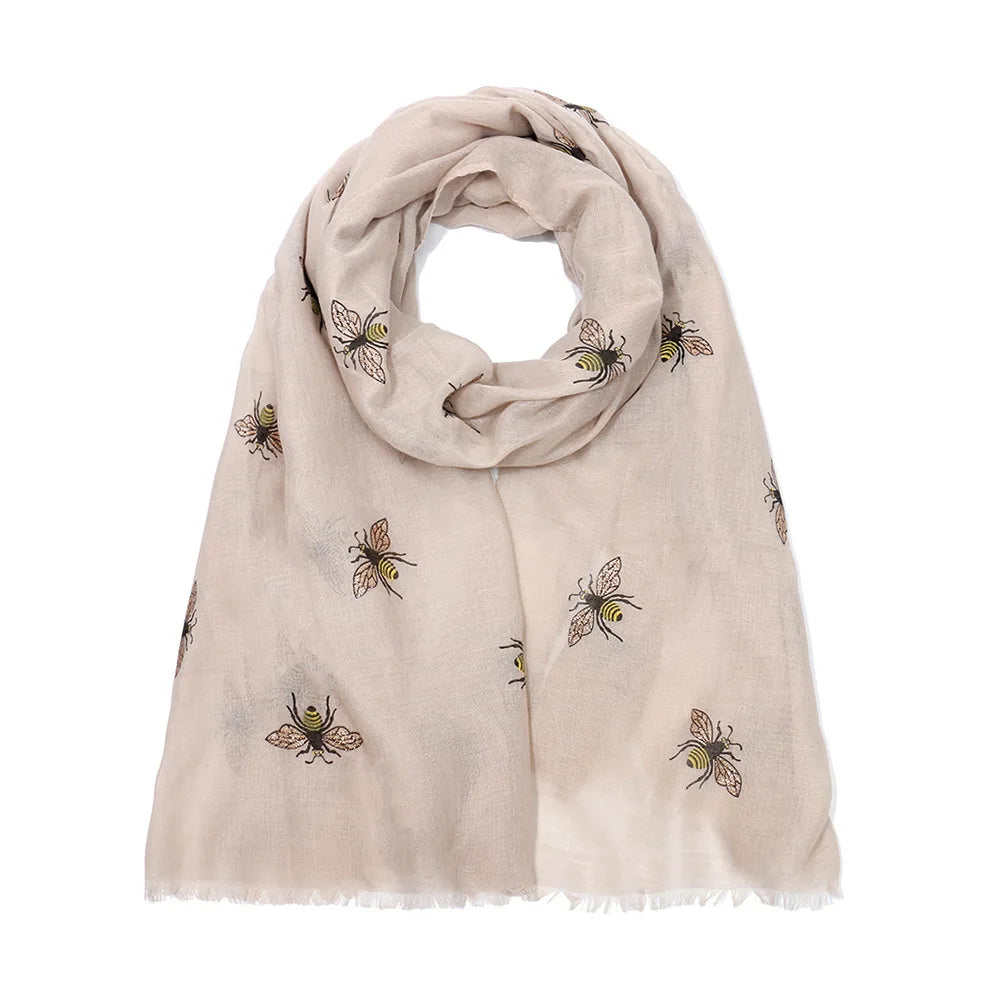 Bee Printed Warm Autumn Winter Women Scarf Travel Sunscreen Shawl  Printed Designer Shawl Scarves Hijab Long Scarf