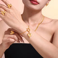 Waterproof 18k Gold PVD Plated Stainless Steel Jewelry Set Heart Necklace Tarnish Free Bracelet Heart Ring Pearl Earrings Women