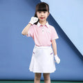 Summer Children's Sports Tennis Skirt Breathable Anti-Exposure Side Pleats With Decorative Strips Girl's Golf Skorts
