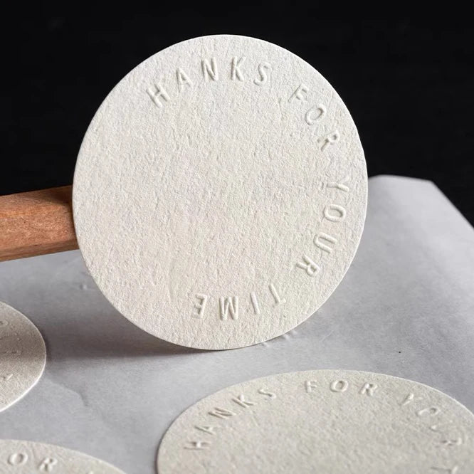 New Design Textured Paper Cotton Natural Paper Gift Paper with Embossed logo 3D Design Stickers Labels for Packaging