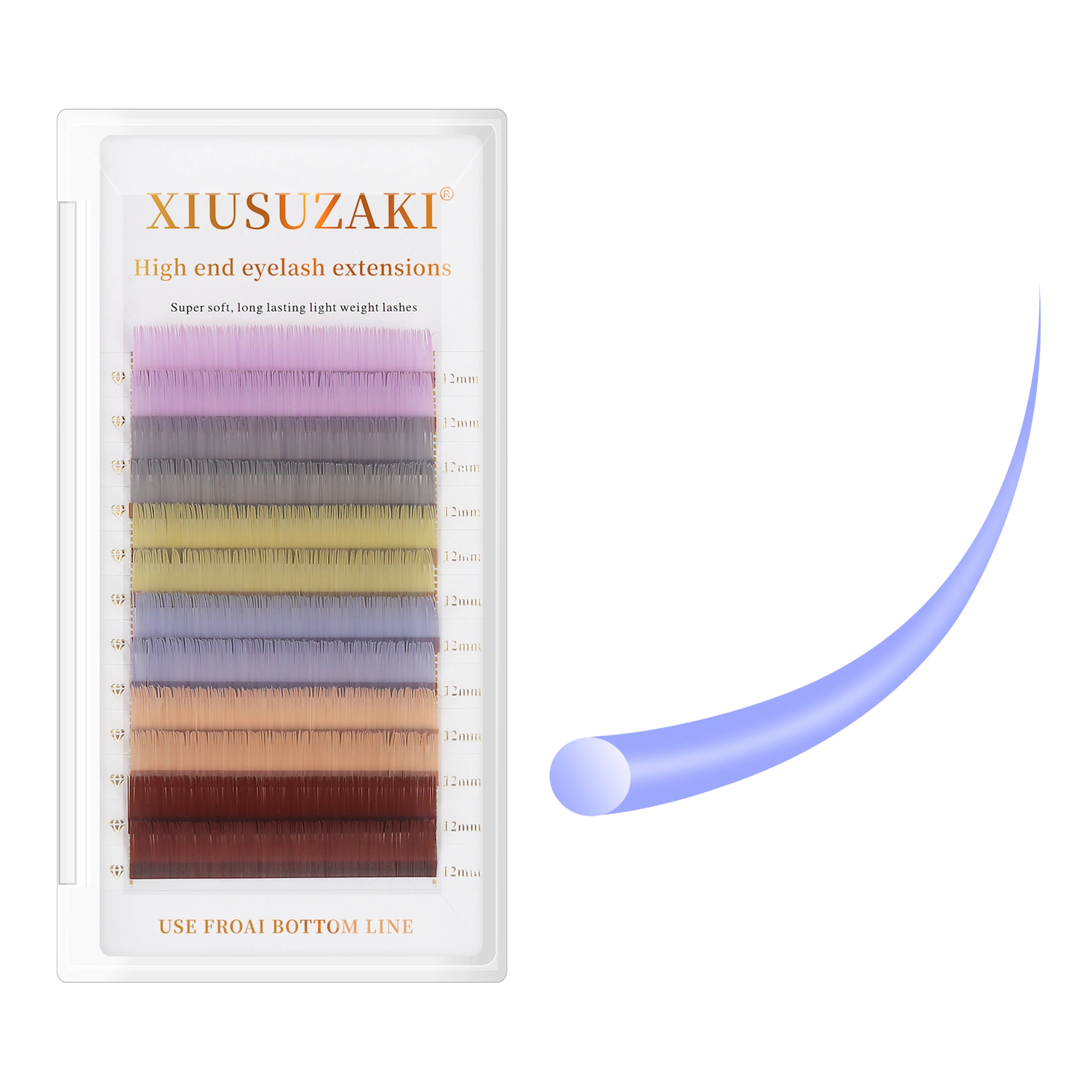 XIUSUZAKI  Rainbow 6 Colors Mix Eyelashes Make up Soft Natural Synthetic Mink Lashes Supplies Eyelash Color Volume Extensions
