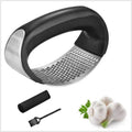 Garlic Press Stainless Steel Garlic Press Rocker Garlic Peeler Set with Cleaning Brush