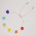 Boho Colorful Glass Seed Beaded Bracelet Handmade Flower Daisy Adjustable Bracelet for Women