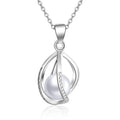 New Fashion Trendy Cubic Zirconia Women Pearl Cage Necklace