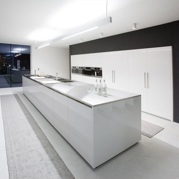 Modern Modular Kitchen Cabinet Sets with MDF Construction Laminate/Resin Countertops Marble Option Hinge Accessories Faucet