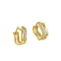 925 Sterling Silver Fine Jewelry Earrings Twist Wave Shape Two Layers Lines Zircon Gold Plated Hoop Earrings for Women