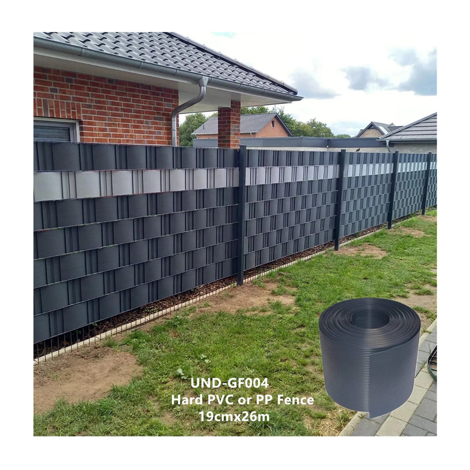 UNEED 19cm*26m PP Tape Fence Privacy Hard PVC Strip Screen Garden Fence