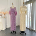 Jancember LSCZ164 Luxury Feathers Sequins Sashes Cap Sleeve Floor-length Formal Evening Dress
