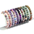 Hot Selling 8mm Natural Stone Emperor Pine Red Wood Grain Bracelet with Purple Stripe Energy Stone Fashion Beaded Bracelet Women