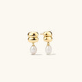 Exquisite Irregular Stainless Steel Stud Earrings Luxury Popular Electroplated 18K Gold Pearl Earrings for Women