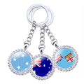 Wholesale Souvenir Flag Rhinestone Keyring Women Handbag Pendant Accessories Glass Crystal Australia Flag Key Chain