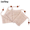 Natural Drawstring Bags for Bath and Shower Eco Friendly Exfoliating Soap Saver Foaming and Massage Soap Bag