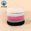 New Fashion Rabbit Fur Beret for Women Solid Color Cute and Warm Beach Outdoor Activities in Autumn Spring Winter Boina Hats