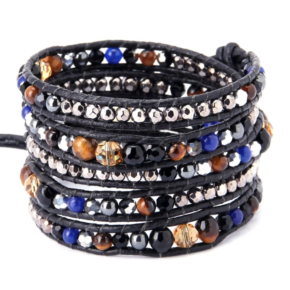 Boho Jewelry 2026 Natural Lapis Lazuli Agate Hematite Beads Letter-Shape Bracelets for Mother's Day Anniversaries Beach