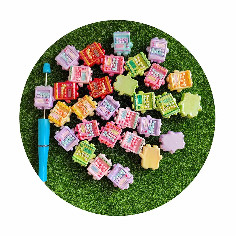 100pcs Cute Pizza Bear Cupcake Burger Horizontal Hole Resin Beads for Pens DIY Beaded Pen Jewelry Accessories Wholesale
