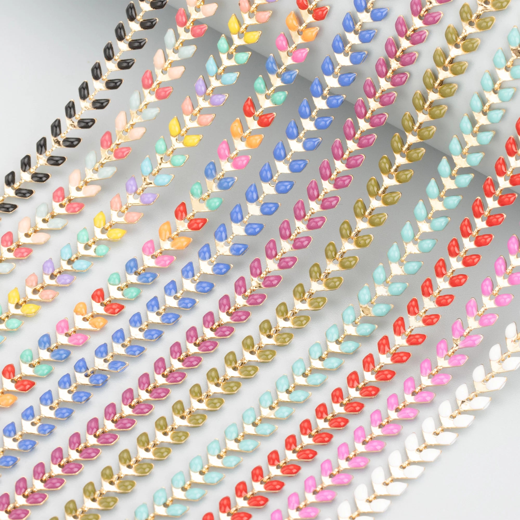 C48  1m/lot Leaf Shape 18k Gold Plated Chain Diy Necklaces Chain for Women Jewelry Making Findings