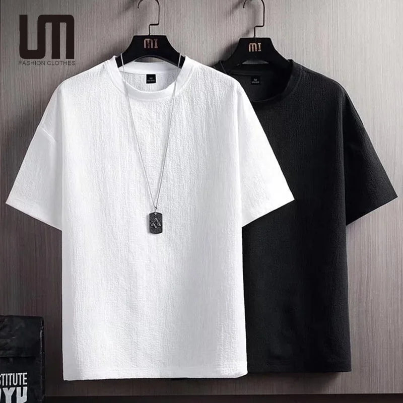 Liu Ming Oem Odm Fashion Korean Style Summer Men s Casual Short Sleeve Round Neck Tee Tops Basic T Shirts