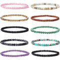 Wholesale 4mm Semi-Precious Gemstone Bead Bracelet Men's Boho Natural Stone Alloy Geometric Pattern Trendy for Anniversaries