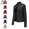 Faux Leather Jacket Women 2023 Autumn Spring Women's Moto Biker Zipper Jacket Red Black Coat