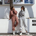 2026 Women Clothing Wholesale Women Tracksuits Custom logo Sweatsuit Two Piece Cropped Hoodie and Wide Leg Sweatpants Set