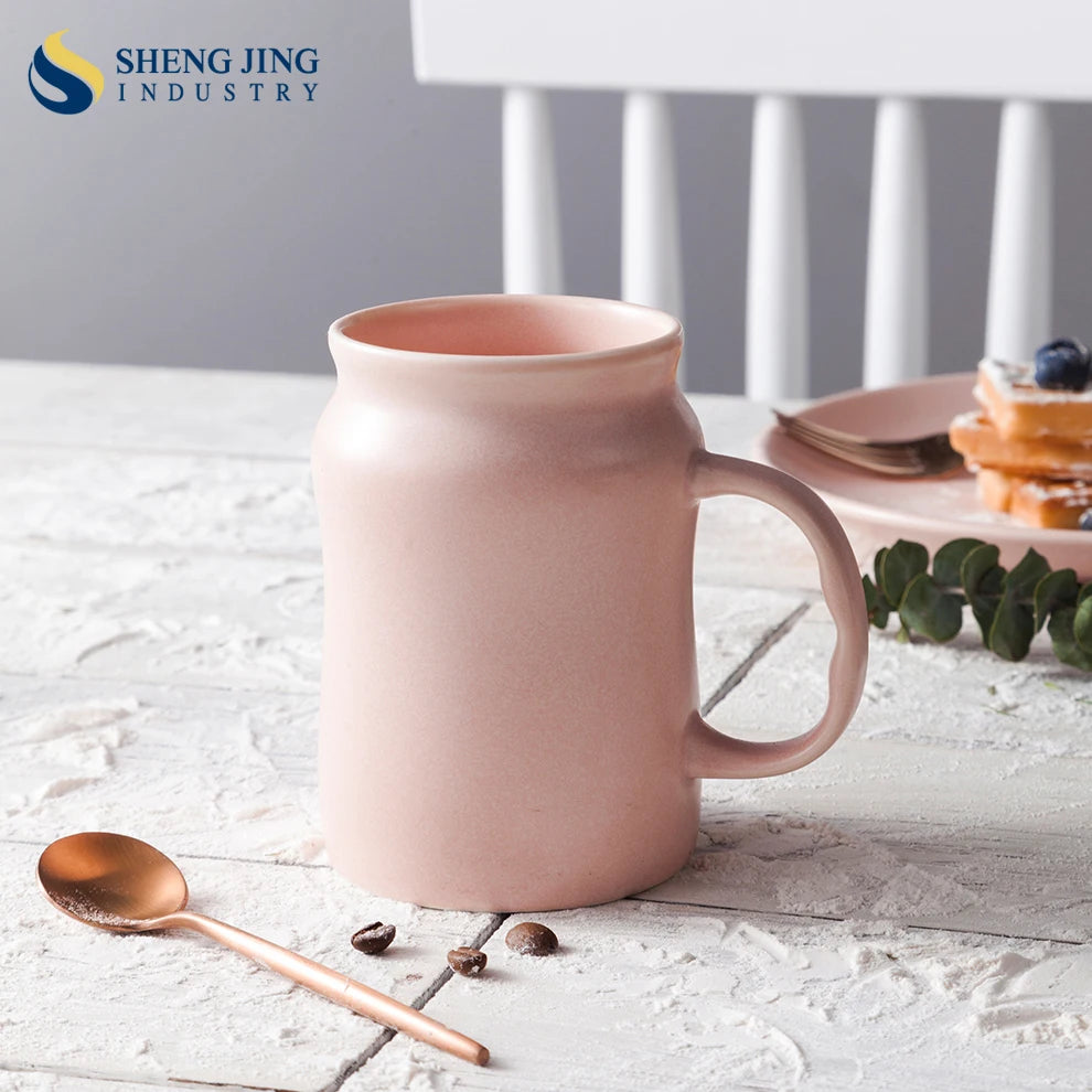 Ab Grade 400ML Matte Pink Ceramic Beverage Mug Modern Design Porcelain Tableware for Events Tea Mug