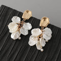 2025 Vintage Gold Plated Cowrie Floral Stud Earrings Jewelry Shell Flower Stud Earrings for Women Girl