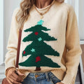 Custom Logo Beige Christmas Tree Pattern Winter Knitted Artificial Cashmere Machine Embroidery Breathable Quick-Dry Women's