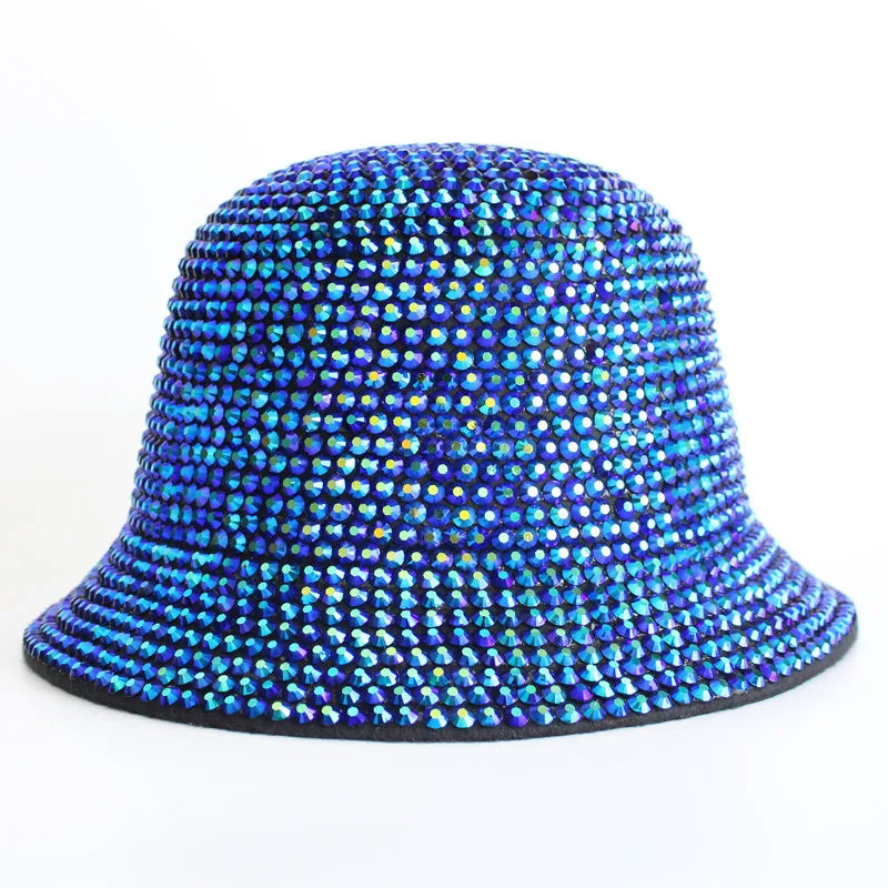 Ready to Ship New Style Handmade Full Rhinestone Luxury Bling Party Bucket Hat Women 2023