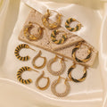 Fashion Gold Plated Huggie Zircon Earrings Non Tarnish Stainless Steel Statement Drop Hoop Earrings for Women Pendientes