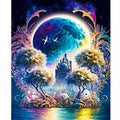 Painting by Numbers for Adults Moon Night Castle Scenery Picture With Numbers Starter Kits for Home Decors 40x50cm/16x20inch