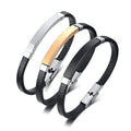Personalized Leather Band Custom Blank Plate Cuff Leather Bracelet for Men & Women Unisex