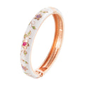 Daili High Quality Zinc Alloy Charm Bangle White Enamel with Gold Colorful Flower Cute Flower Cuff Bracelet Fashionable