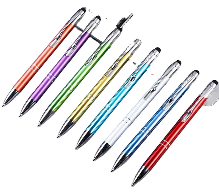 Stylo Blue Metallic Ball Custom logo Multifunction Stylus Ballpoint Personnalisable New 2 in 1 Metal Touch Pen
