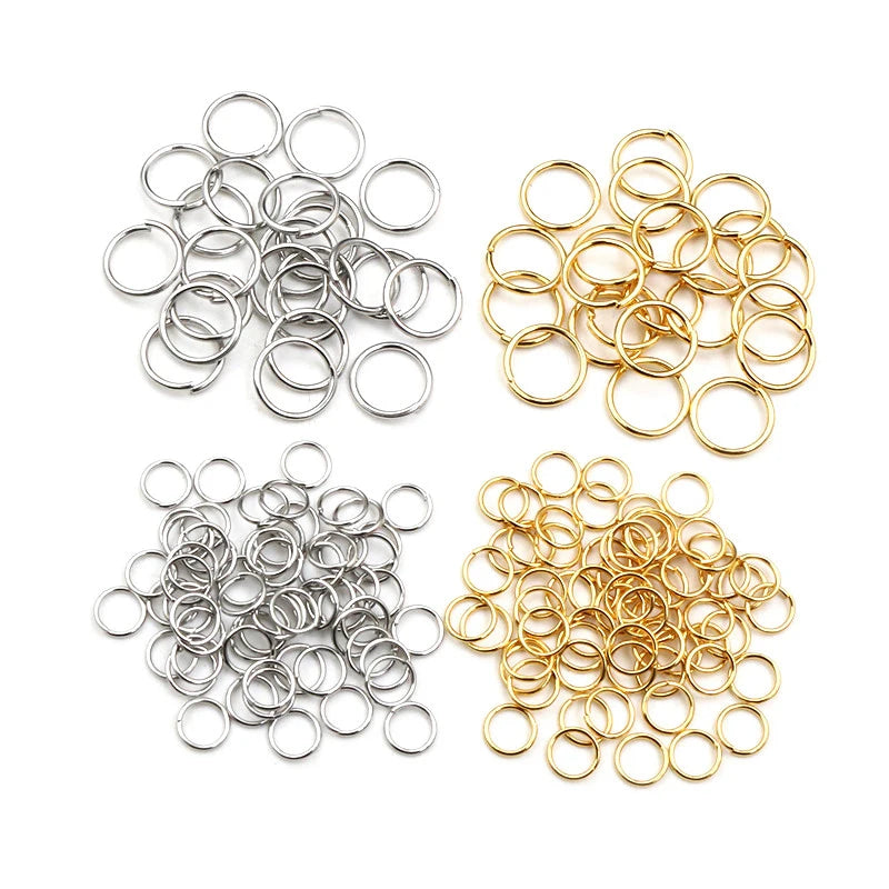 200pcs 3-10mm Stainless Steel Gold Color DIY Jewelry Findings Open Single Loops Jump Rings & Split Ring for Jewelry Making