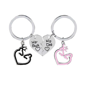 Wholesale Valentine's Day Gift Couple Her Buck His Doe Keychain Custom Heart Keyring Lover Romantic I Love You Metal Key Chains
