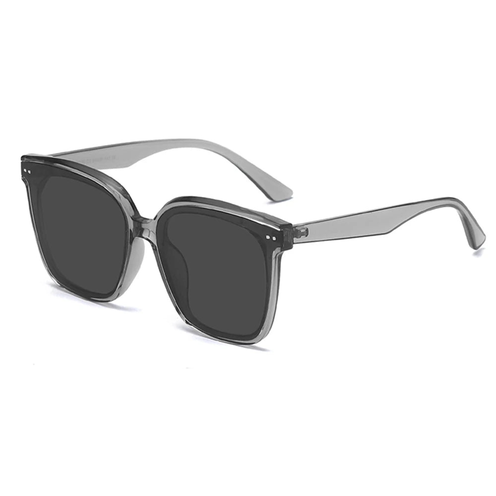 SPARLOO 10547 TR90 Gray Transparent Frame Retro Oversized Fashion Tr90 Frame Round Sunglasses Uv400 Polarized Quality
