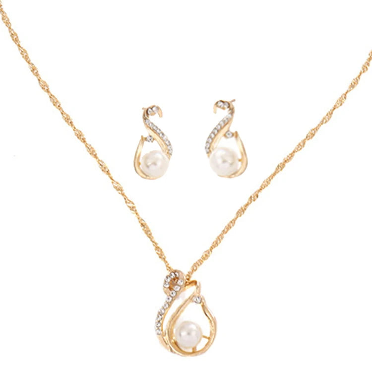 G590 Fashion Jewelry Women Christmas Gift Pearl Pendant Earring Necklace Jewelry Sets