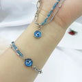 Fatingna Healing Crystal Blue Ocean Stone Pendant Tree of Life Necklaces for Jewelry Set