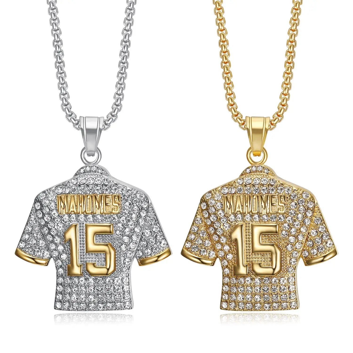Fashion Jewelry Unisex Jersey Number 15 Charms Stainless Steel Gold Plated Rugby Football Hip Hop Pendant Necklace for Gift
