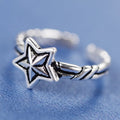 925 Sterling Silver Opening Ring Five-pointed Star Retro Ring Temperament Versatile Sterling Silver Ornaments