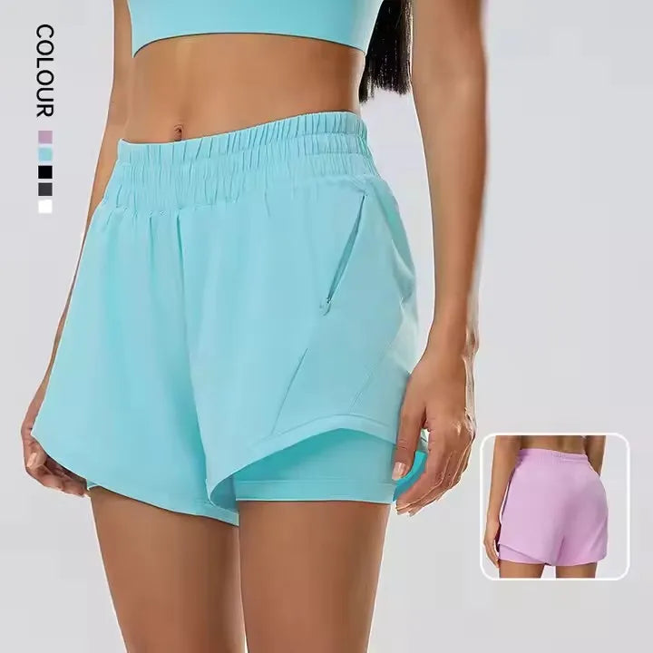 Summer Quick Drying Breathable Ice Yoga Shorts Women'S Drawstring Casual Fitness Pants With Pocket MegaBDM