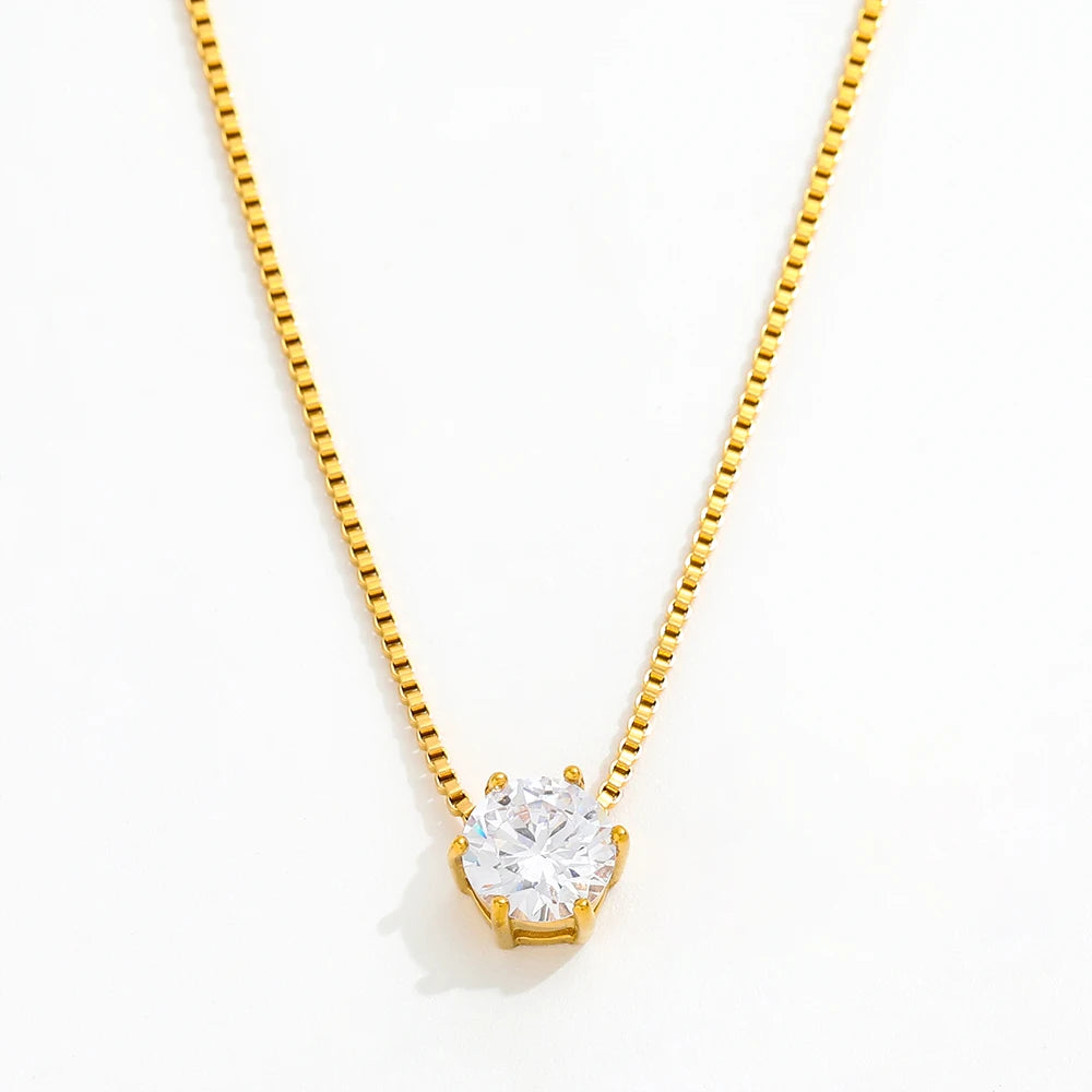 Fenny Wholesale 18K PVD Plated Permanent Fashion Gentle Designer Diamond Pendant Stainless Steel Necklace for Women