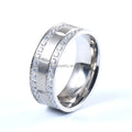 Couples 9mm Titanium Wedding Ring with Diamond and Pearl Two Lines Cubic Zircon Inlay Trendy Engagement Band for Parties Gifts