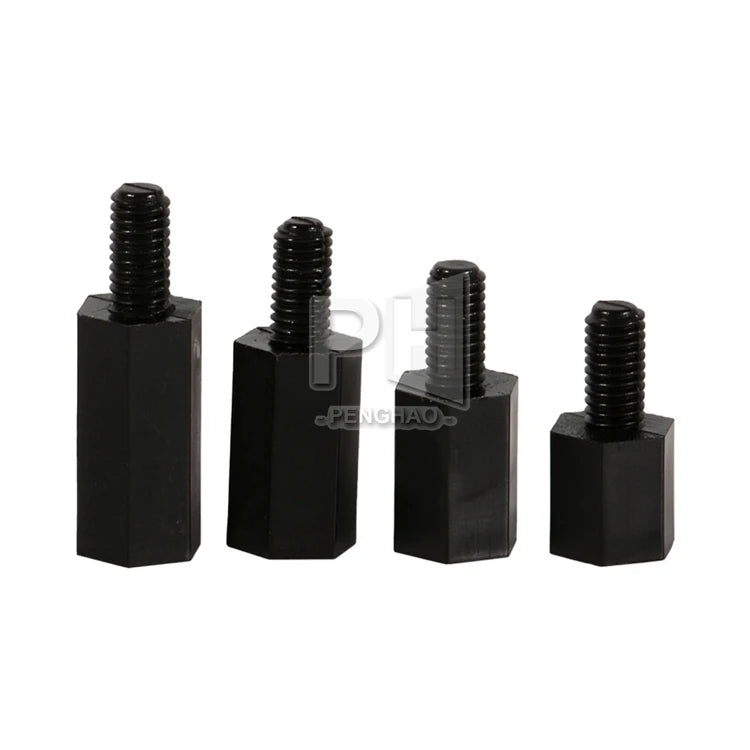 Column Flat Head Nylon Plastic Small Spacing Screws Nuts Accessories M3 Black Hex Nylon Standoff Spacer