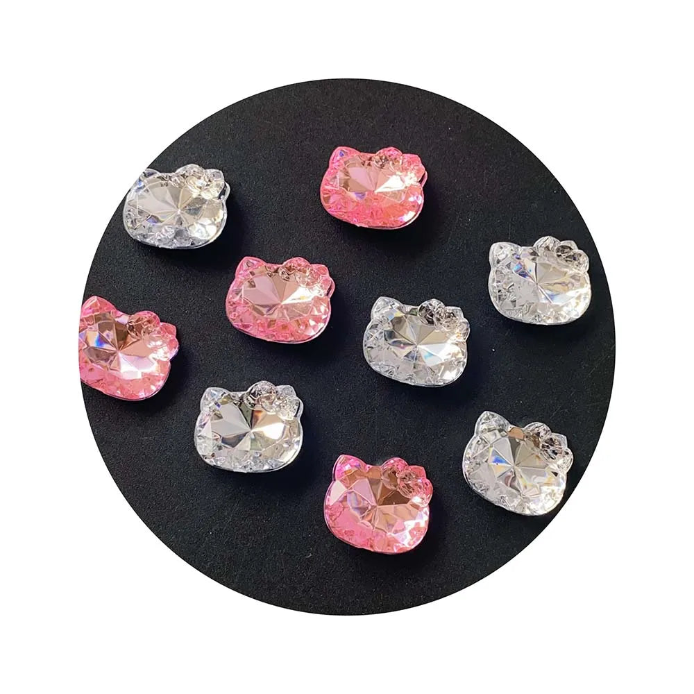 200Pcs Clear Crystal Decorations Flat Back Resin Cat Head Shape Rehinestons Buttons for DIY Jewelry Crafts Wedding Accessories