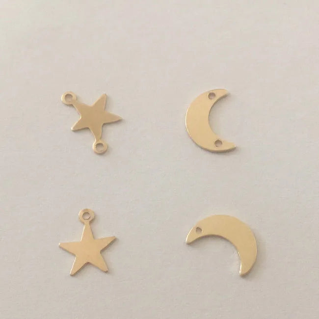 14K Gold Filled Jewelry Charm Initial Star Moon Connector Pendant for Bracelet Necklace Jewelry Making