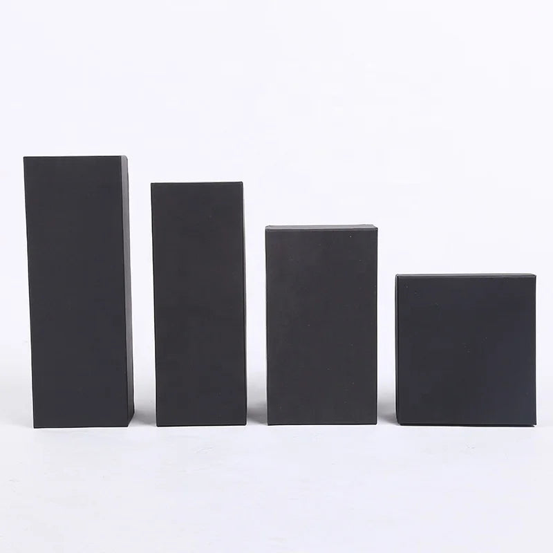 350gsm Black Kraft Paper Gift Packaging Boxes Folding Box for Candles Perfume Bottles Matt Lamination Embossing UV Coating