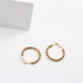 Fenny 18K PVD Plated Wholesale No Fade Luxury Simple Fortune Gold Beads Pave Stainless Steel Hoop Earring for Women