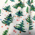 New Design Christmas Trees Polyester Knitted Custom Printing Waffle Fabric for Sofa Cover Garment