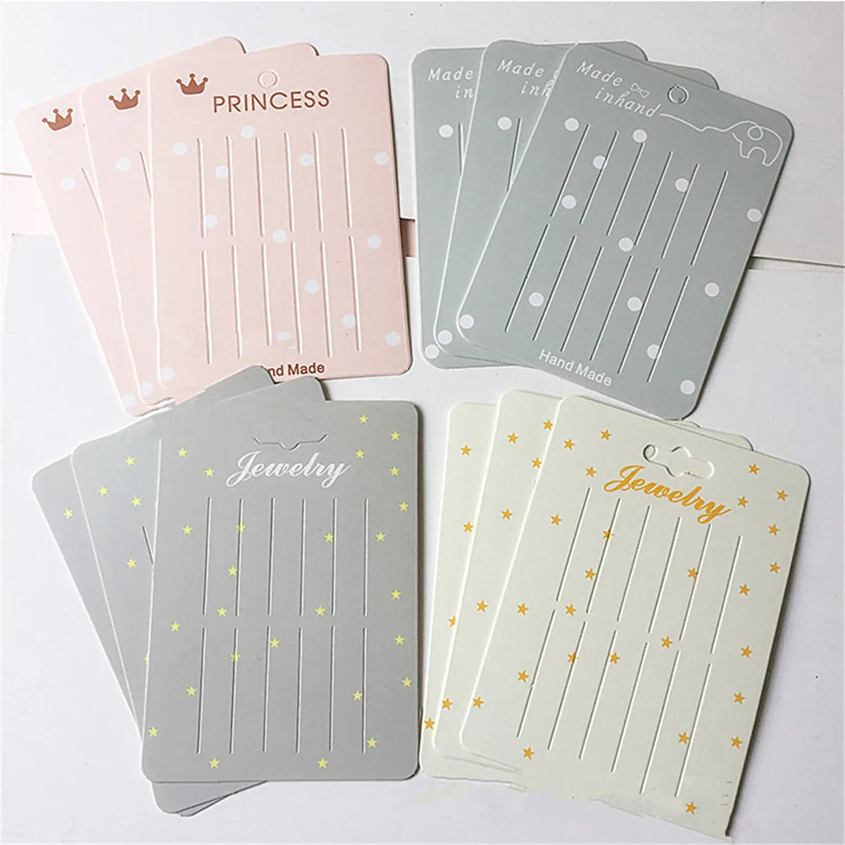 50pcs Rectangle Barrette Hair Clips Hair Bow Necklace Earring Jewelry Display Packaging Cards Accessories